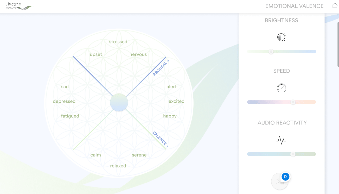 Therapist interface, emotional valence control